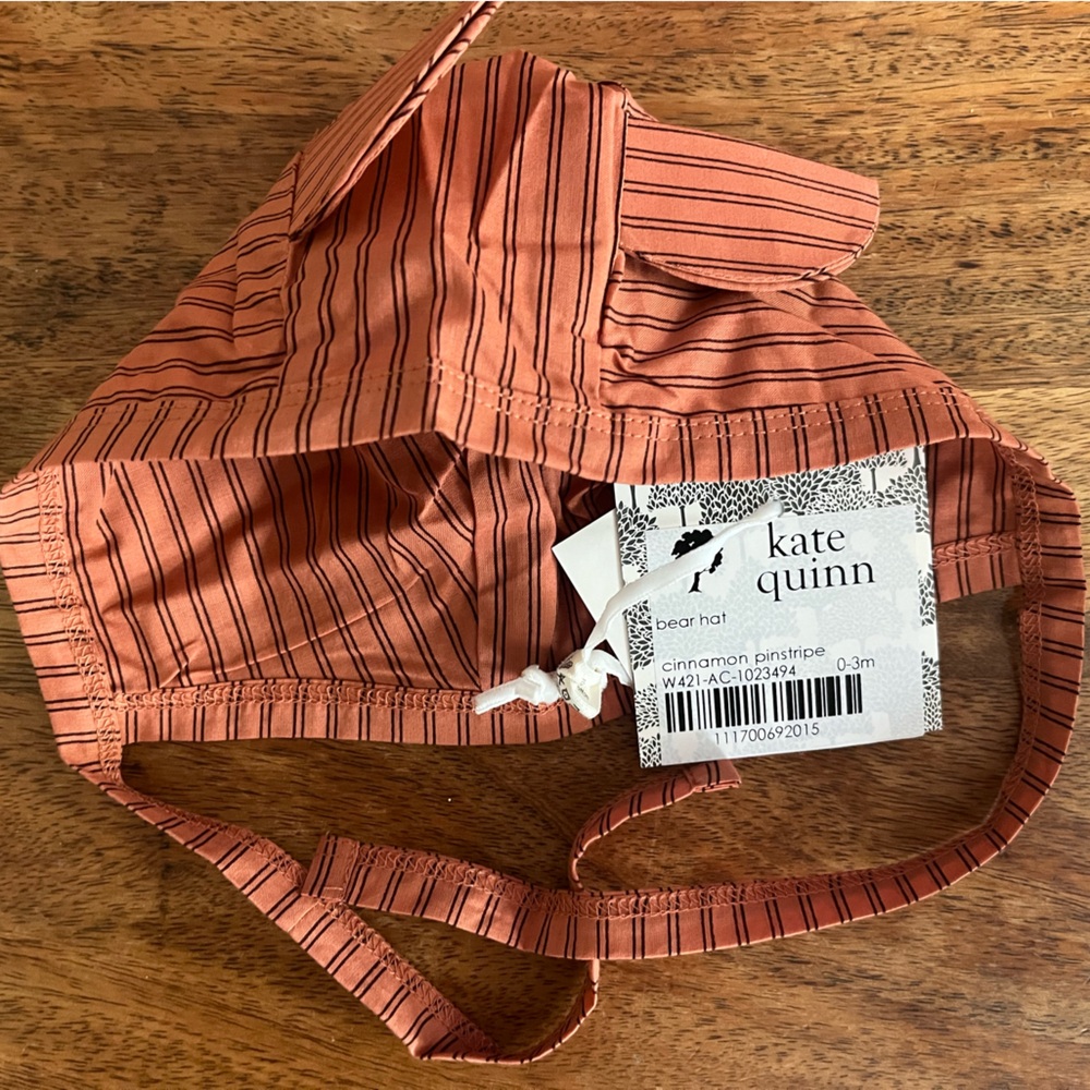 Kate Quinn cinnamon pinstripe bear hat NWT
